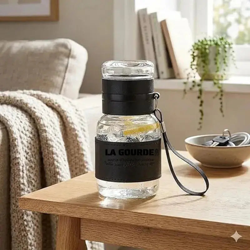 Mini Bouteille en Verre à Infusion 320 ml – Eau infusée aux fruits colorée
