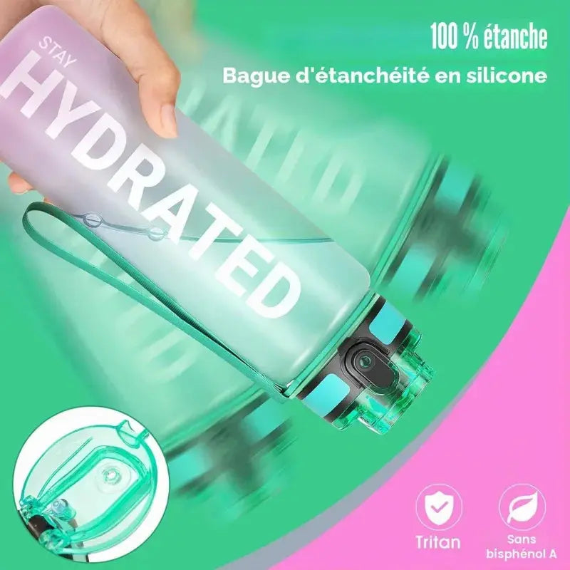 Gourde À Eau 1L Graduée avec graduation et 100% antifuite