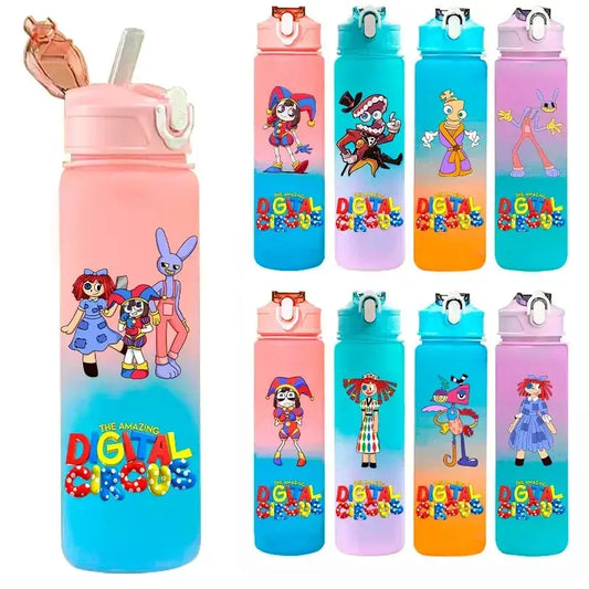 Gourde Digital Circus 750 ml avec paille intégrée pour boire facilement pendant les sorties