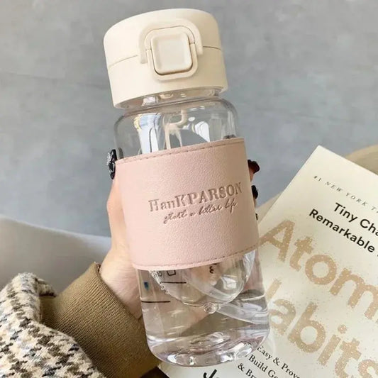 Gourde En Plastique 500ml Rose transparente avec paille et bouchon anti-fuite | La Gourde ®