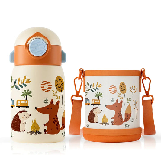 Gourde Enfant Isotherme Renard 400ml Avec Housse