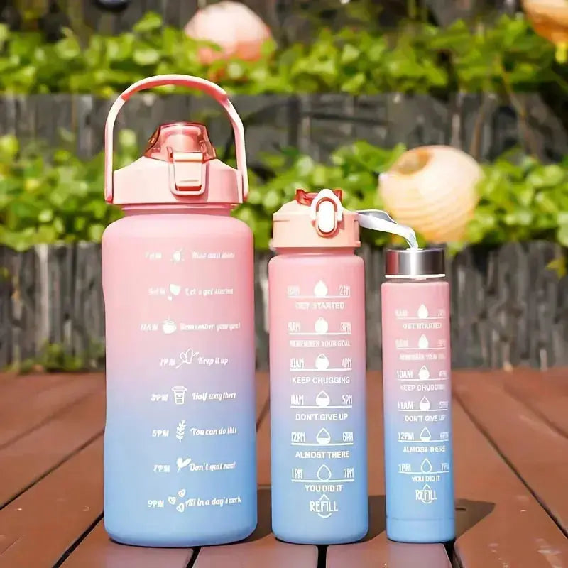 Lot de 3 Gourdes Motivation, gourdes réutilisables sport, bouteilles motivation, avec poignée, étanches, parfaites pour le vélo | La Gourde®