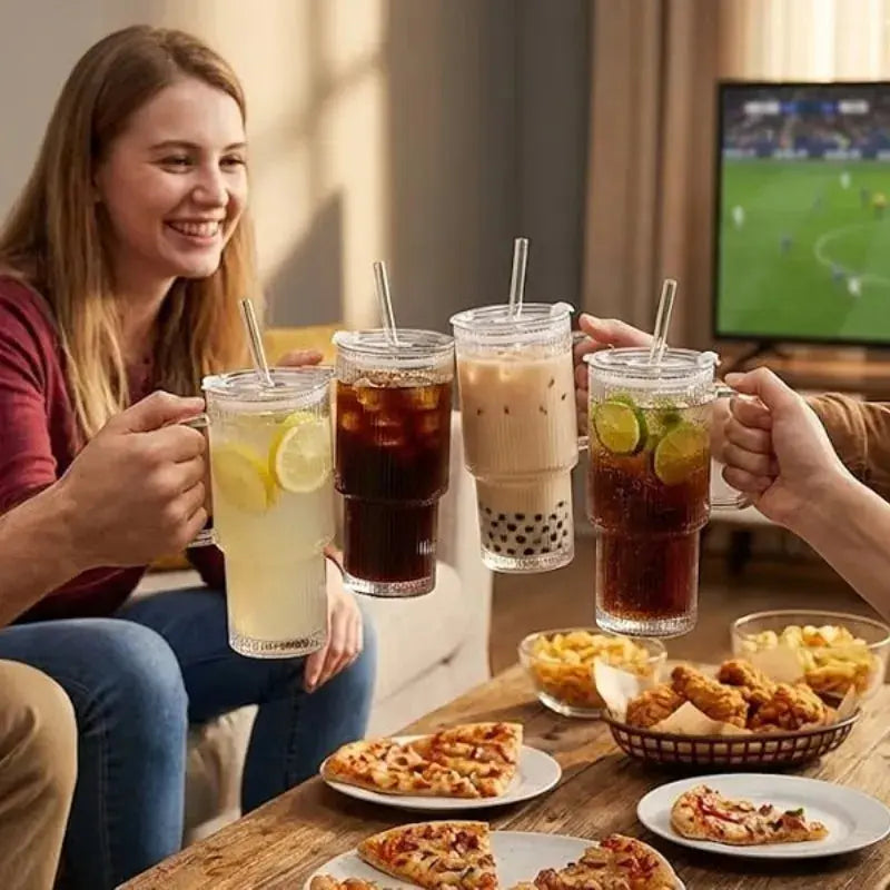 Mug verre écologique réutilisable avec couvercle et paille pour remplacer les gobelets jetables | La Gourde®