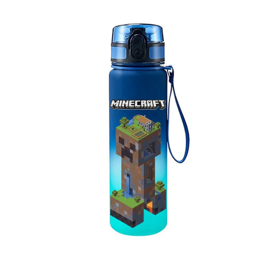 Bouteille d'eau Minecraft 650 ml style pixel avec grande capacité pour une hydratation quotidienne.