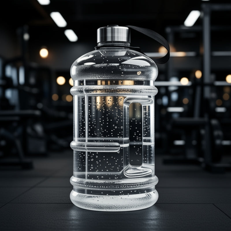 Choisissez le Bidon d'Eau Sport Transparent 2L pour profiter d'une Gourde Bidon 2L robuste et légère. Sa grande capacité de 2 litres limite les remplissages et accompagne vos séances de musculation, de running, de randonnée ou vos longues journées de travail. | La Gourde