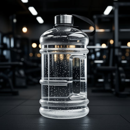 Choisissez le Bidon d'Eau Sport Transparent 2L pour profiter d'une Gourde Bidon 2L robuste et légère. Sa grande capacité de 2 litres limite les remplissages et accompagne vos séances de musculation, de running, de randonnée ou vos longues journées de travail. | La Gourde