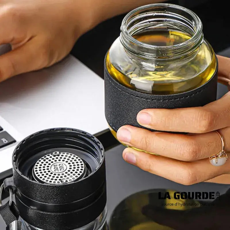 Mini Bouteille en Verre à Infusion 320 ml – Couvercle à vis anti-fuite