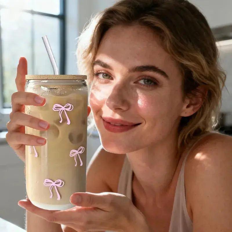 Gobelet Transparent Avec Paille pour boissons froides ou chaudes 
