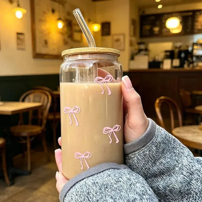 Gobelet Transparent Avec Paille En Verre pour smoothie, Latte