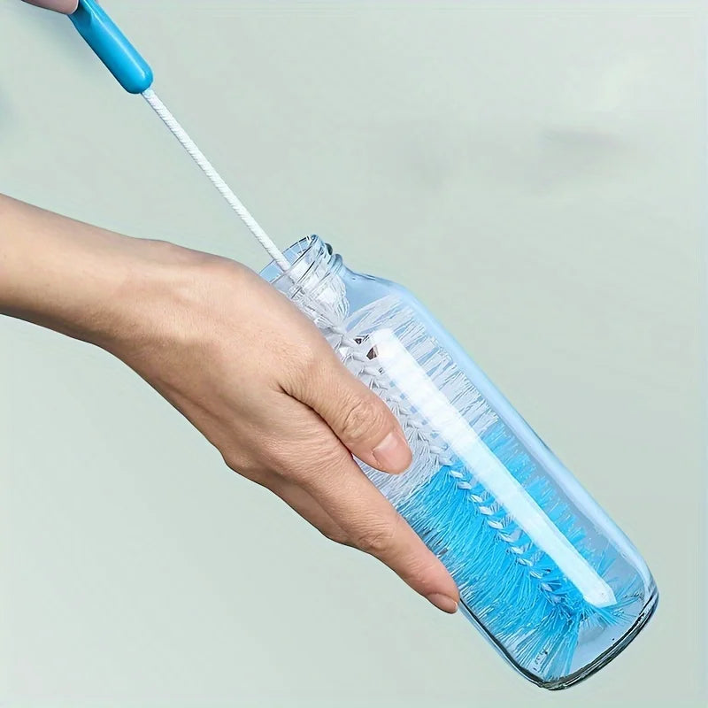 Goupillon Bouteille d'Eau Bleu avec long manche ergonomique pour nettoyer facilement les gourdes et bouteilles réutilisables | La Gourde