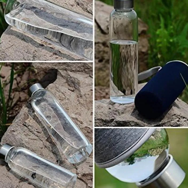 Gourde En Verre Transparent 360ml, gourde eau verre sans bpa, idéal au quotidiens | La Gourde