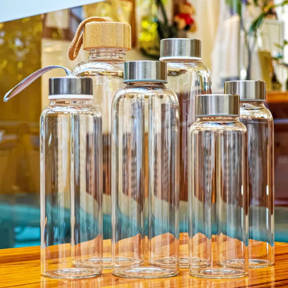 💧 Gourde En Verre Transparent 360ml – Bouteille Réutilisable Élégante & Portable, gourde en verre légère facile à transporter partout | La Gourde