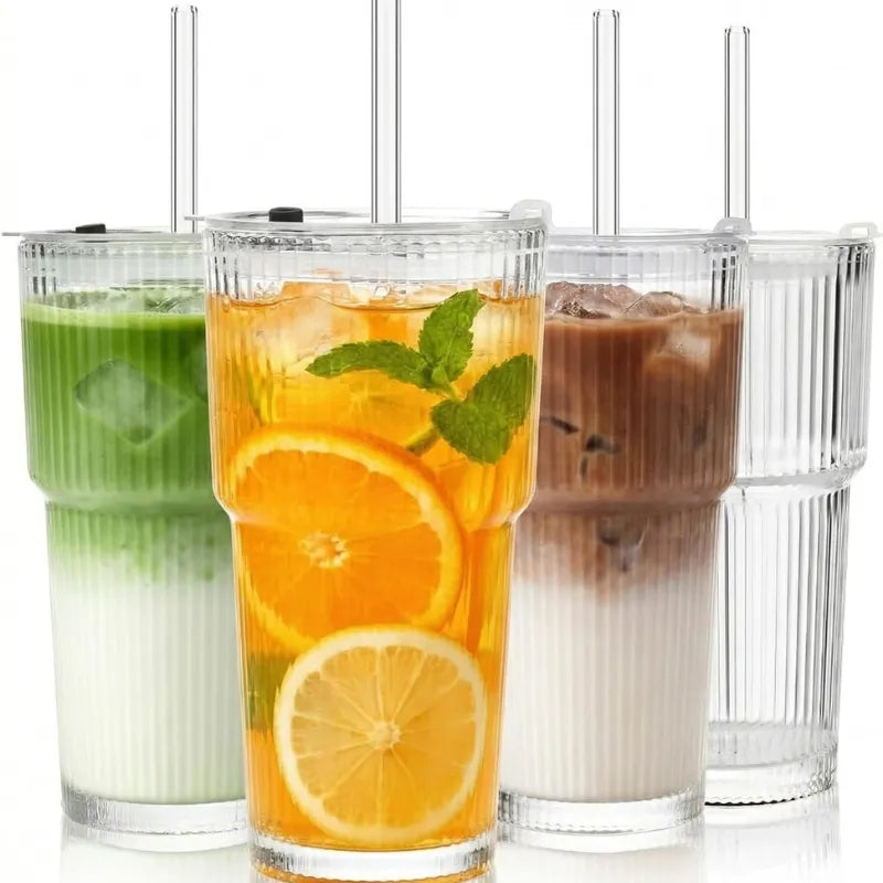 Gourde en verre avec couvercle transportable idéale pour boissons fraîches à emporter au bureau | La Gourde