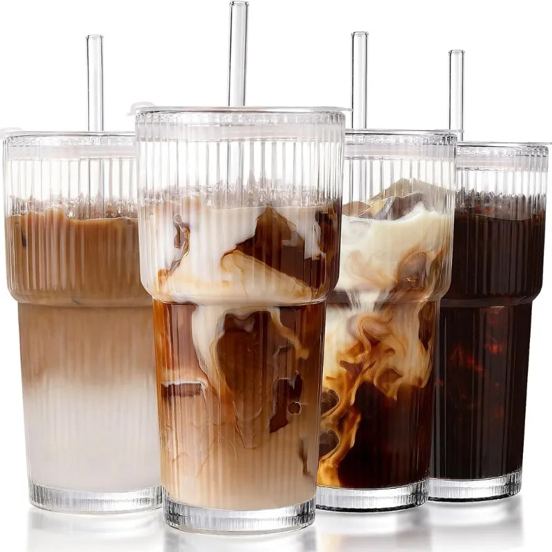 Gourde transparente en verre 600ml pour smoothie, thé glacé et boissons froides réutilisables |  La Gourde