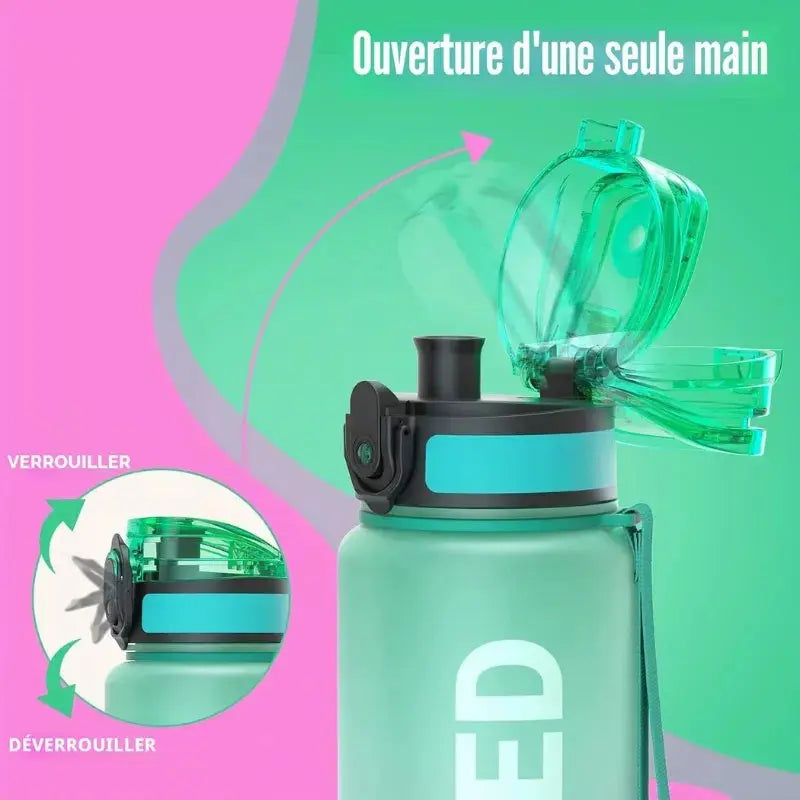Gourde À Eau 1L Graduée pratique avec marqueur horaire et grande capacité