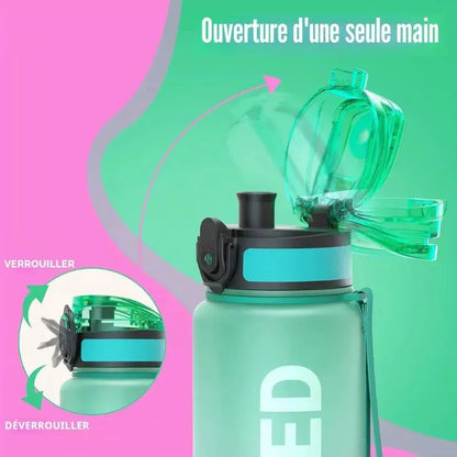 Gourde À Eau 1L Graduée pratique avec marqueur horaire et grande capacité