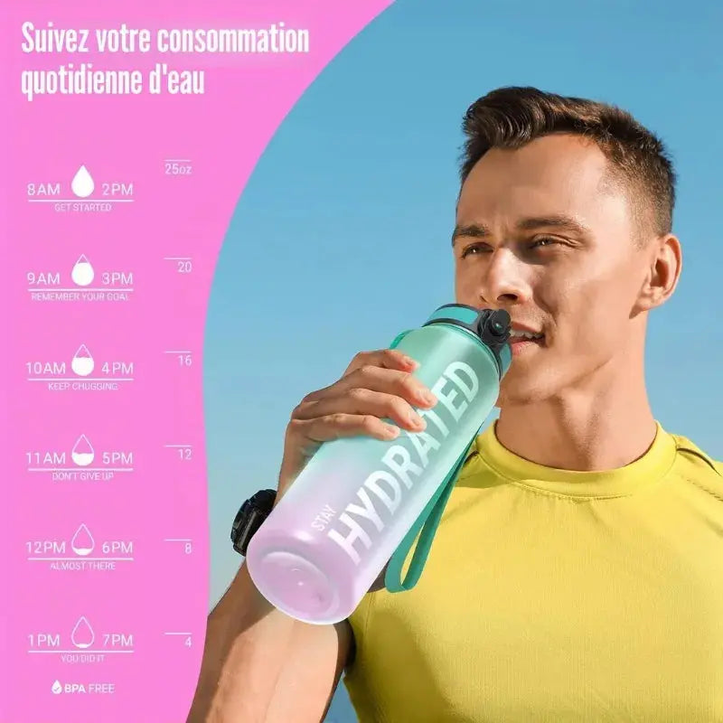 Gourde À Eau 1L Graduée - Pour Suivrez votre consommation d'eau