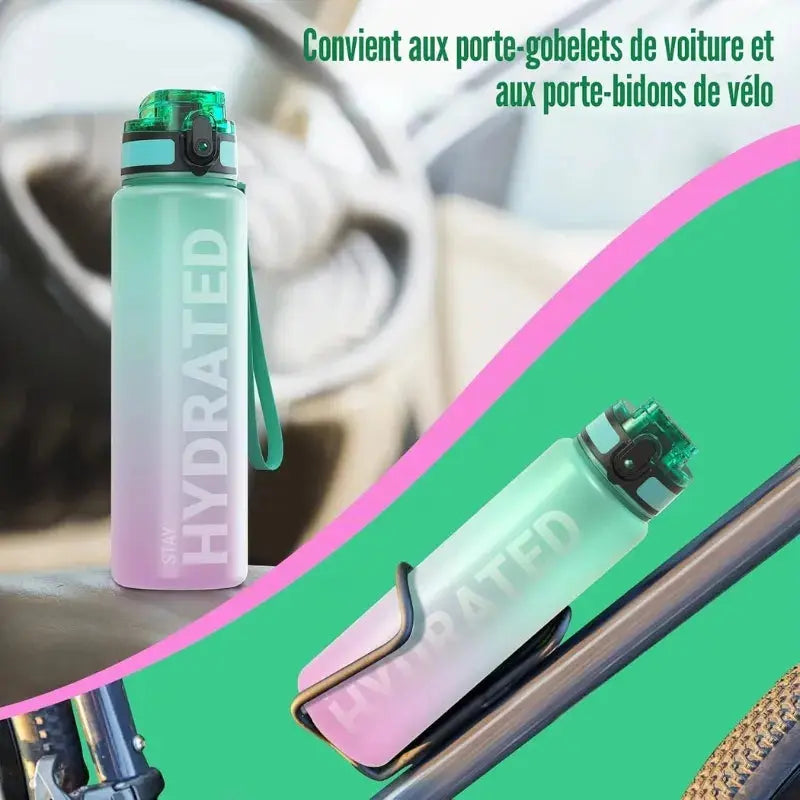 Gourde À Eau 1L Graduée avec graduation, elle convient aux voitures, aux portes bidons de velo