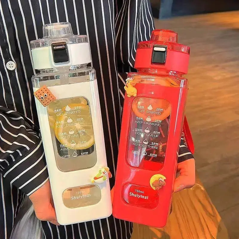 Gourde Carrée 900ml, Gourde d'Eau Carrée 900 ml bouteille sportive avec bouchon à paille pour hydratation pratique