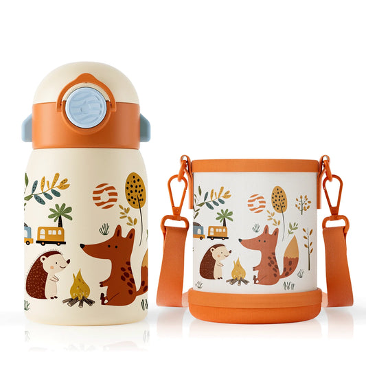 Gourde Enfant Isotherme Renard 400ml Avec Housse