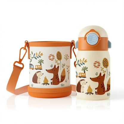 Gourde réutilisable enfant Renard idéale pour l'école, la crèche et les voyages.
