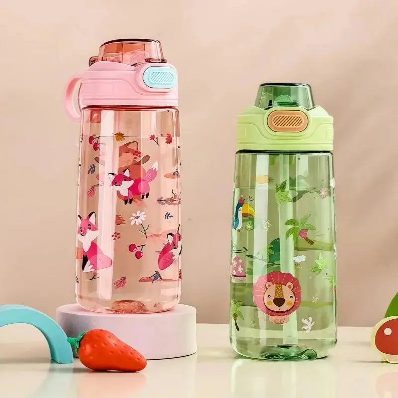  Gourde Enfant Transparente Portable 550 ml avec paille intégrée pour école primaire