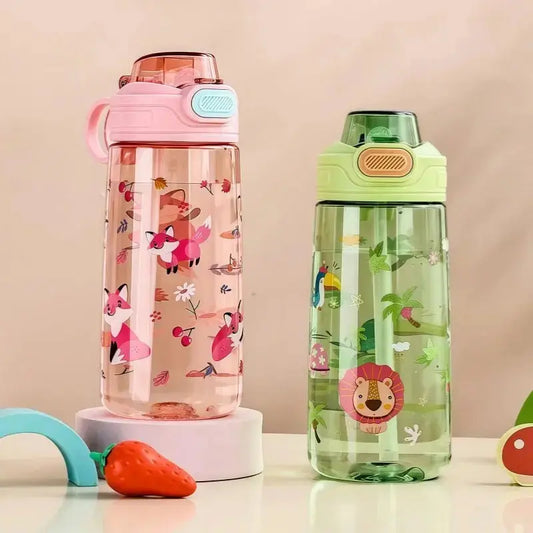  Gourde Enfant Transparente Portable 550 ml avec paille intégrée pour école primaire