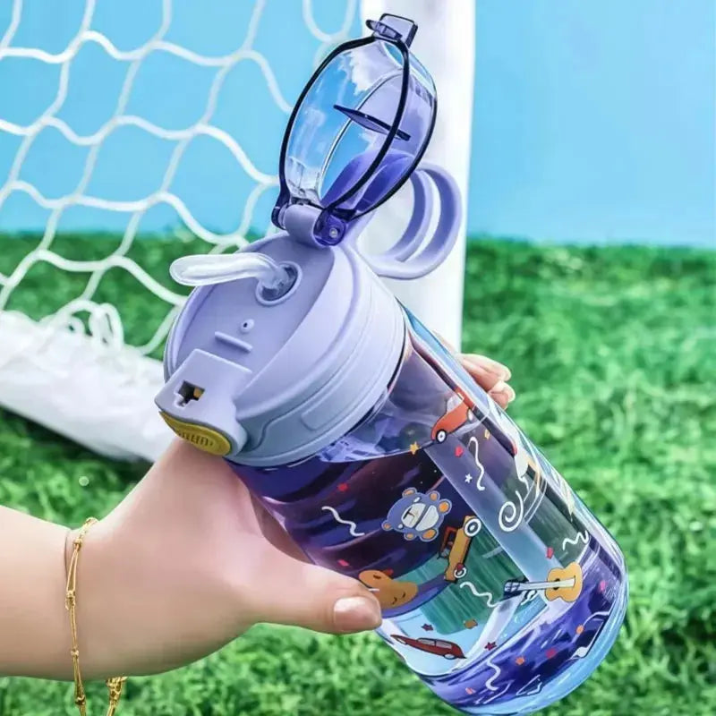  Gourde Enfant Transparente Portable 550 ml pour garçon et fille avec paille intégrée