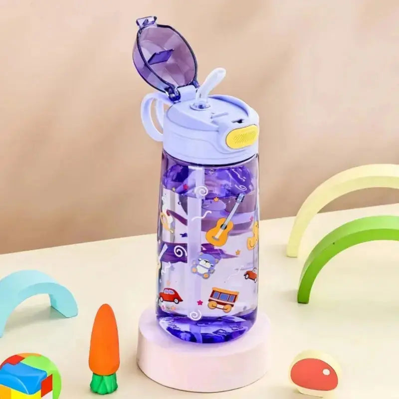 Gourde Enfant Transparente Portable 550 ml pour voyage et sorties scolaires