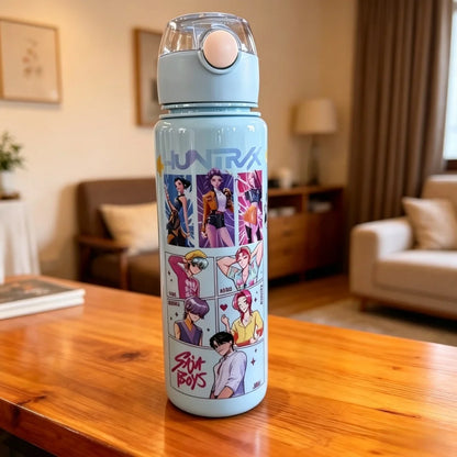Gourde Fille Sport 700ml avec paille et motif de personnage de dessin animé