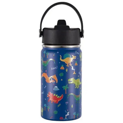 Gourde Inox Enfant Avec Paille 12oz avec motif animaux pour fille et garçon.