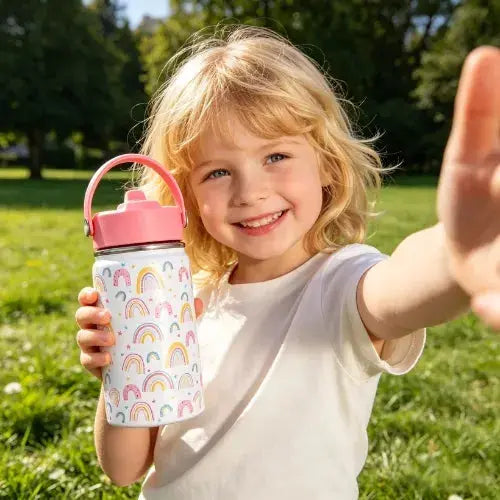 Gourde Inox Enfant Avec Paille 12oz en acier inoxydable, bouteille isotherme enfant 350 ml.