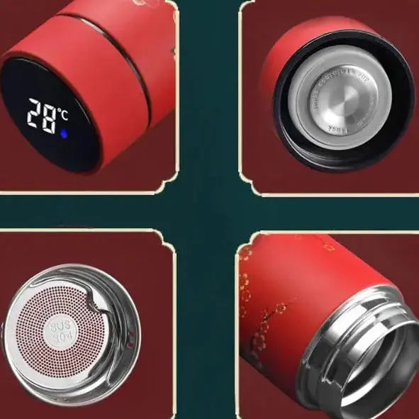 Gourde Isotherme Connecté Design Japon avec isolation thermique double paroi en acier inoxydable.
La double paroi contribue à conserver les boissons chaudes ou froides pendant des heures.
