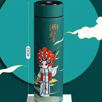Gourde Isotherme Connecté Design Japon style chinois rétro avec affichage numérique de température.
Un design rétro sophistiqué associé à une fonctionnalité moderne d’affichage thermique.
