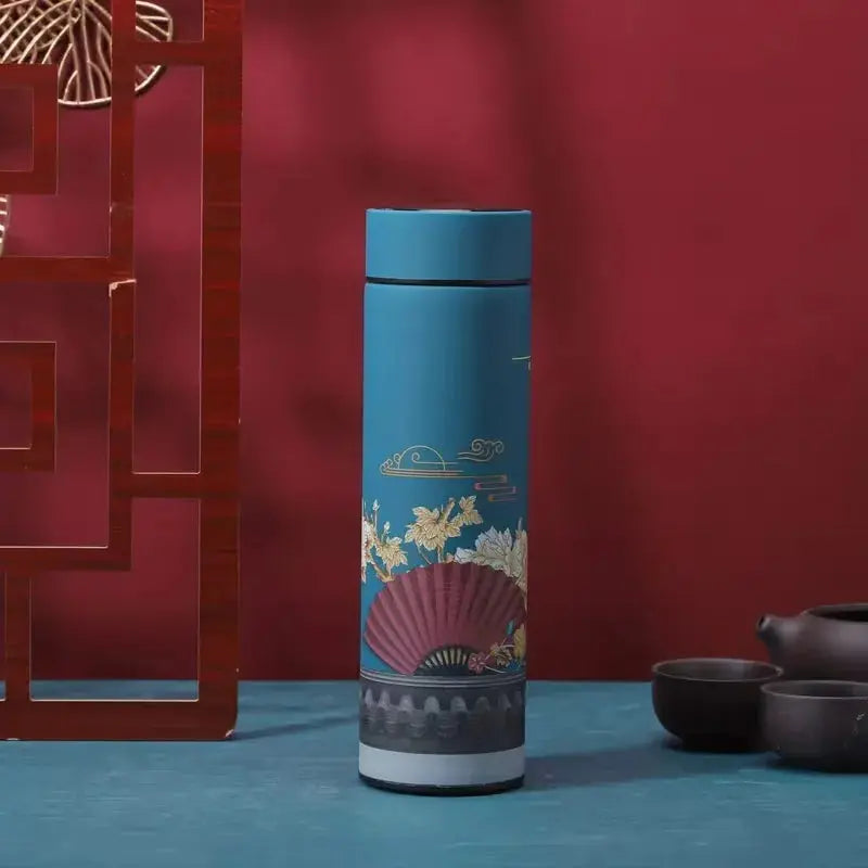 Gourde Isotherme Connectée Style Japonais (Traditionnelle), gourde isotherme japonaise, écran LED température, acier inoxydable 304, anti-fuite, idéale pour thé et café | La Gourde®