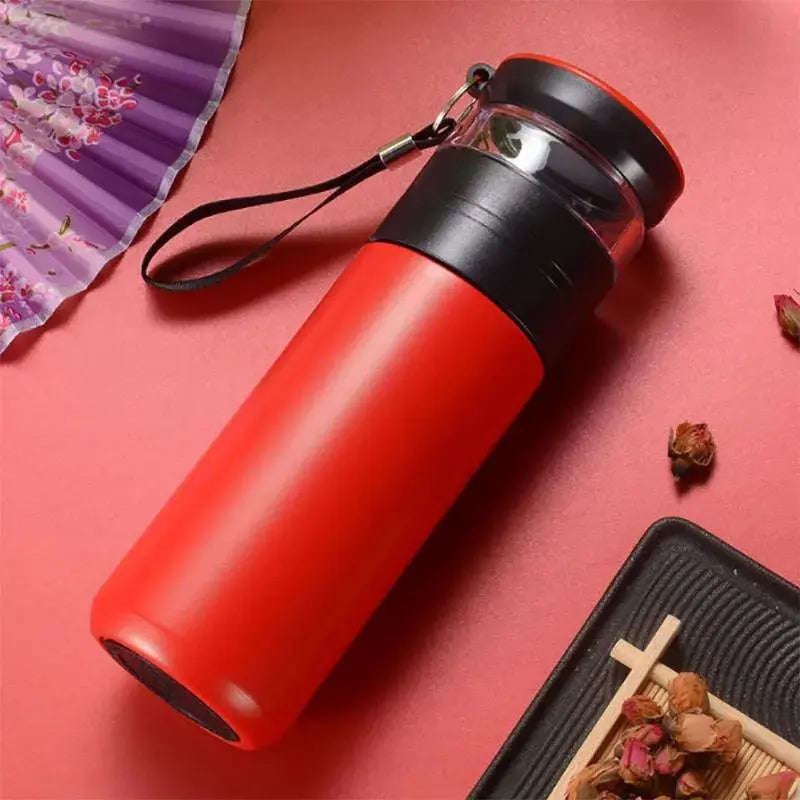 Gourde Isotherme Inox 500ML (Rouge), gourde pour thé en vrac, infuseur café, bouteille thermique réutilisable, anti-odeur, écologique | La Gourde®