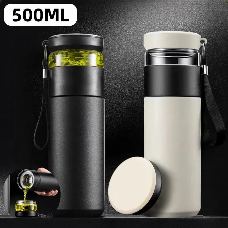 
Gourde Isotherme Inox 500ML (Rouge), gourde isotherme premium, infuseur à thé grande capacité, bouteille inox durable, idéale pour le travail | La Gourde®