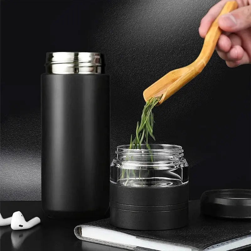Gourde Isotherme Inox 500ML (Rouge), gourde théière portable, boissons chaudes et froides, acier inoxydable alimentaire, réutilisable, pour les voyages | La Gourde®