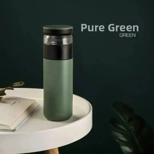 Gourde Isotherme Inox 500ML (Vert), gourde infuseur thé, bouteille isotherme, acier inoxydable alimentaire, réutilisable, étanche, parfaite pour les tisanes | La Gourde®