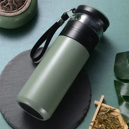 Gourde Isotherme Inox 500ML (Vert), gourde infuseur fruit, bouteille thermique inox, sans BPA, anti-fuite, écologique, parfaite en voyage | La Gourde®