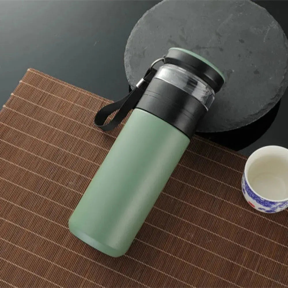 Gourde Isotherme Inox 500ML (Vert), thermos infuseur thé, gourde isotherme 500 ml, garde le chaud, garde le froid, portable, idéale au travail | La Gourde®
