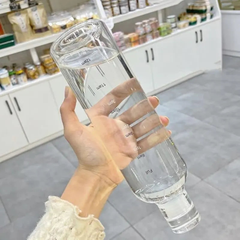 Gourde Marqueur De Temps Transparent 700ml légère avec bouchon anti-fuite | La Gourde