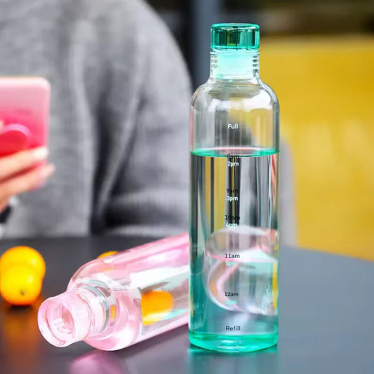 Gourde Marqueur De Temps Vert 700ml avec graduation horaire pour suivre son hydratation quotidienne