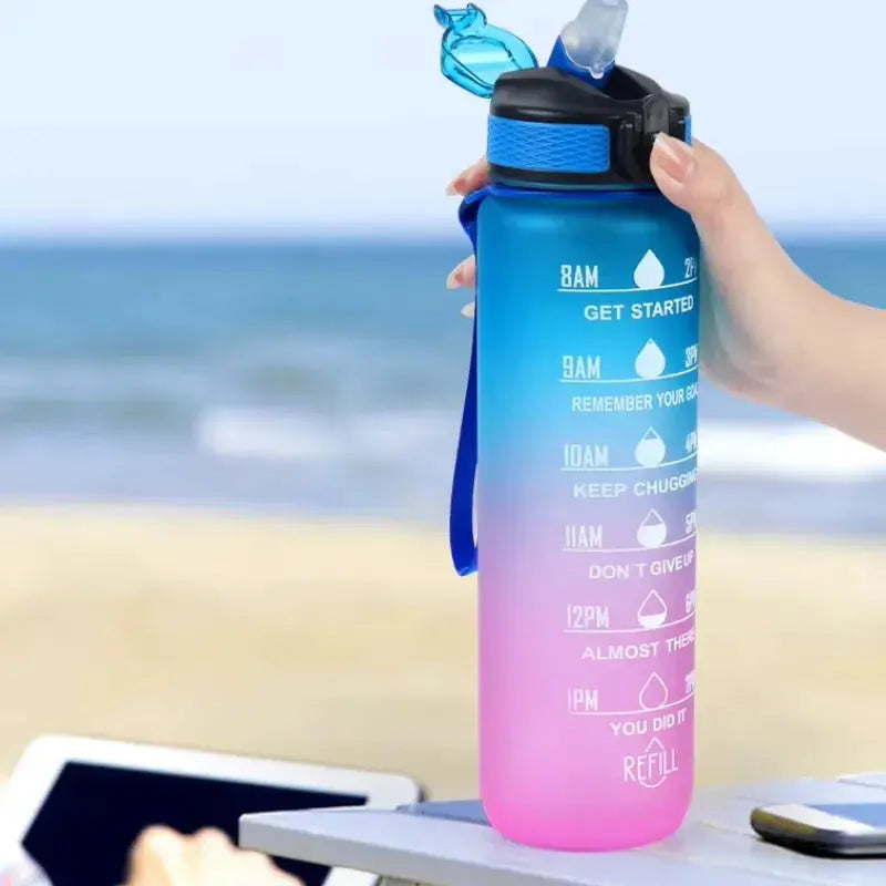 
Gourde Motivation Graduée 1L avec Paille pour Randonnée et Camping