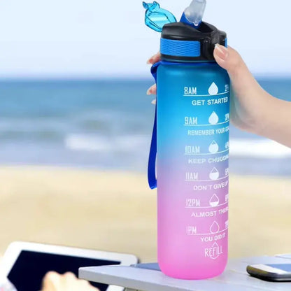 
Gourde Motivation Graduée 1L avec Paille pour Randonnée et Camping