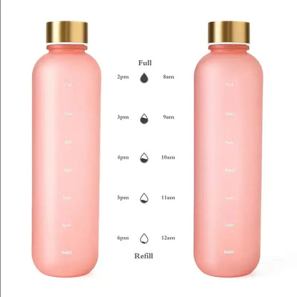 Gourde Motivation Horaire 1L (Rose), gourde motivation femme, bouteille d'eau sportive, anti-fuite, hydratation saine | La Gourde®