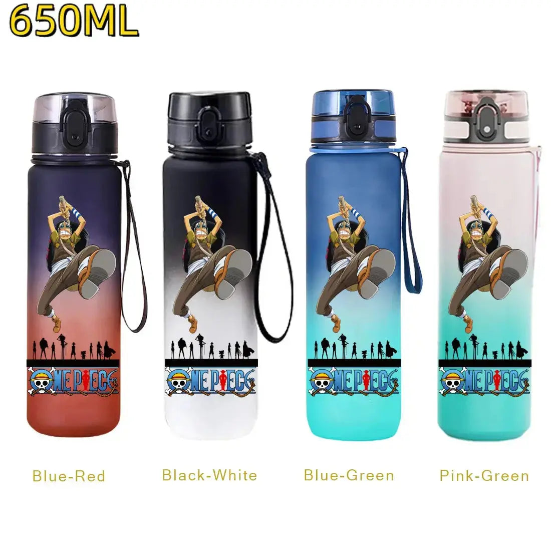 Gourde One Piece 650 ml, bouteille d’eau Luffy Zoro pour sport, école et sorties
