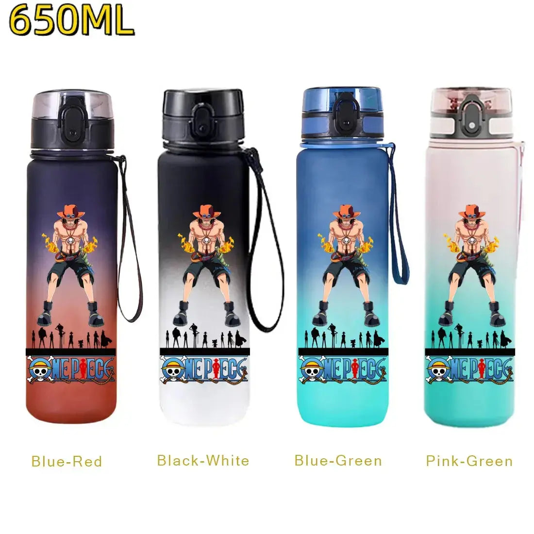Gourde One Piece Luffy 650ML, bouteille d’eau de sport et fitness avec couvercle rabattable