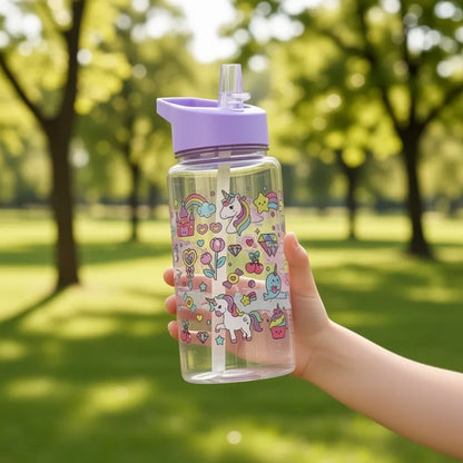 Gourde enfant licorne réutilisable sans BPA avec grande capacité de 500ml, parfaite pour aider les enfants à boire plus d’eau tout au long de la journée. | La Gourde