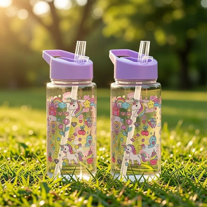 Gourde enfant licorne violette 500ml sans BPA, légère et réutilisable, parfaite pour accompagner les enfants lors des sorties scolaires, voyages et activités sportives en extérieur. | La Gourde